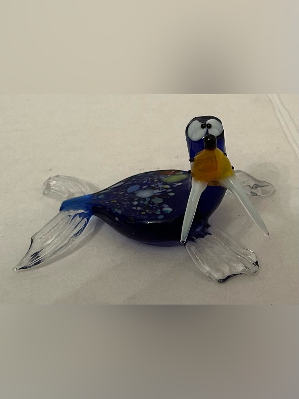 Blue Glass Walrus Figurine